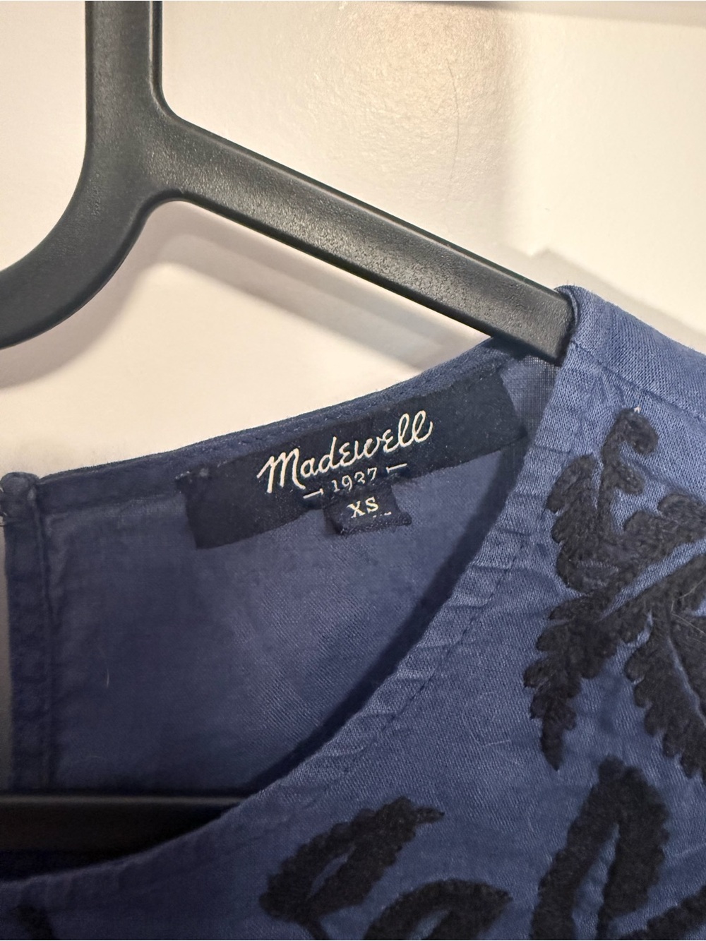 Madewell Blue Floral Embroidered Short Sleeve Top - Picture 4 of 5